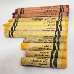 11 Vintage Crayola Retired Colors Indian Red/Orange-Red/Orange-Yellow/Dandelion